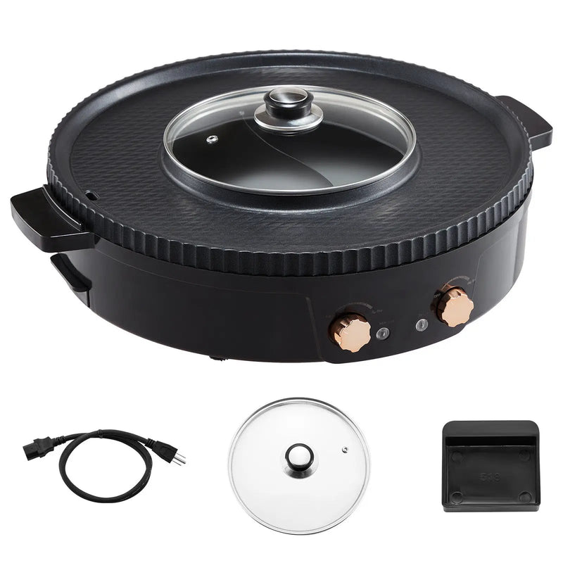 Hot Pot with Grill 1800W 2-in-1 Electric Smokeless Grill Hot Pot for 2-8 People by HouseOfZazla