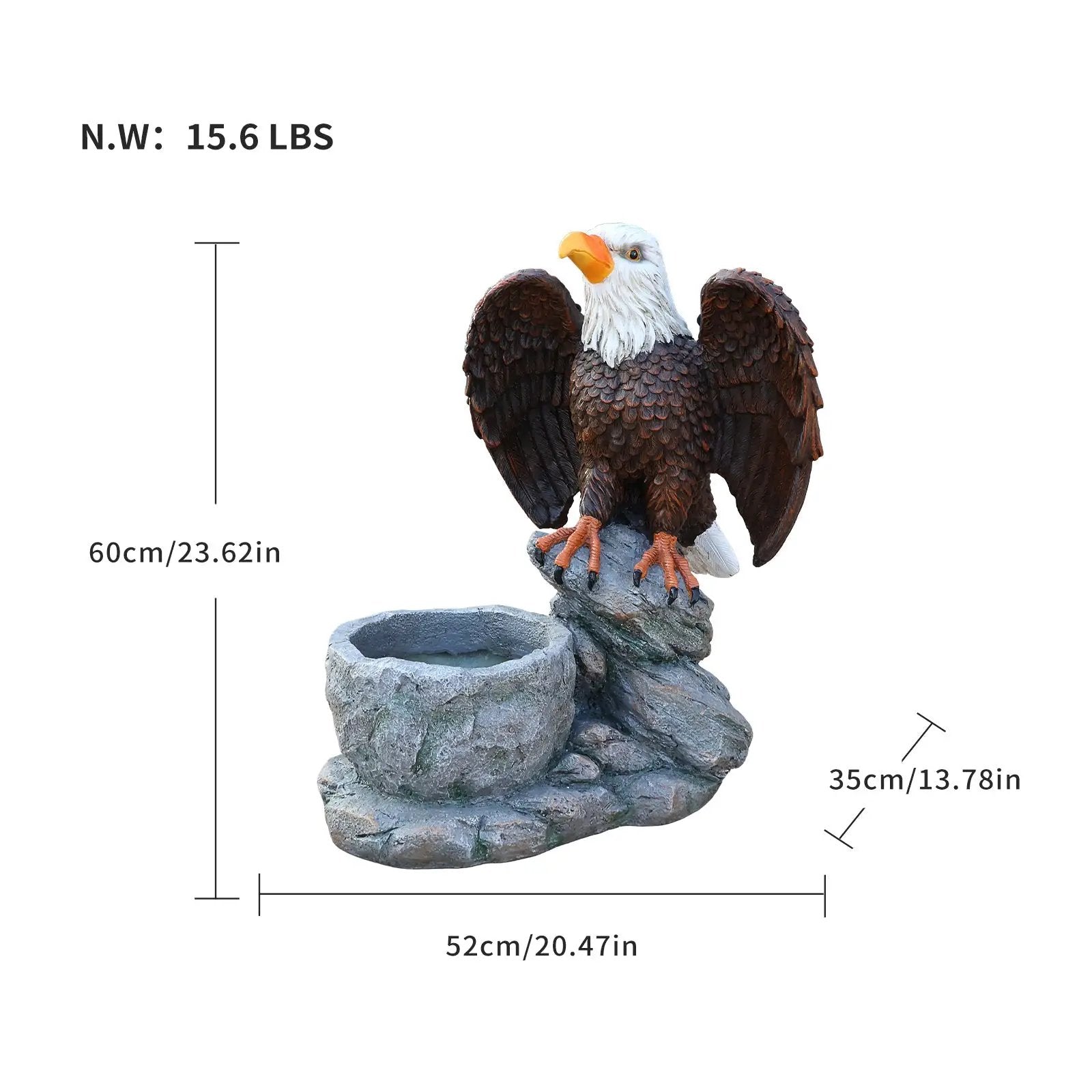 Standing Eagle Statue Garden Planter on Faux Stone Base by HouseOfZazla