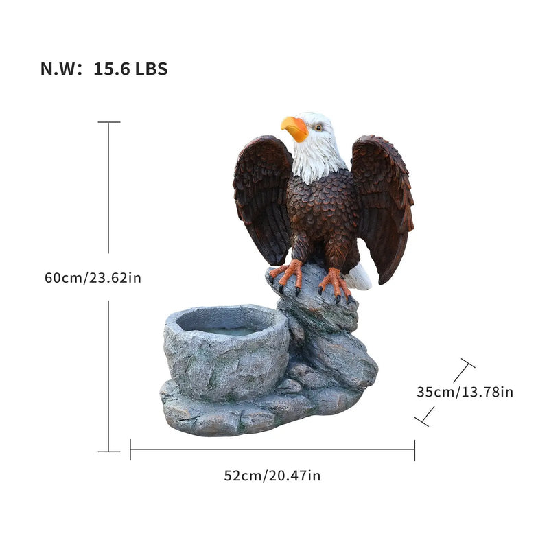 Standing Eagle Statue Garden Planter on Faux Stone Base by HouseOfZazla