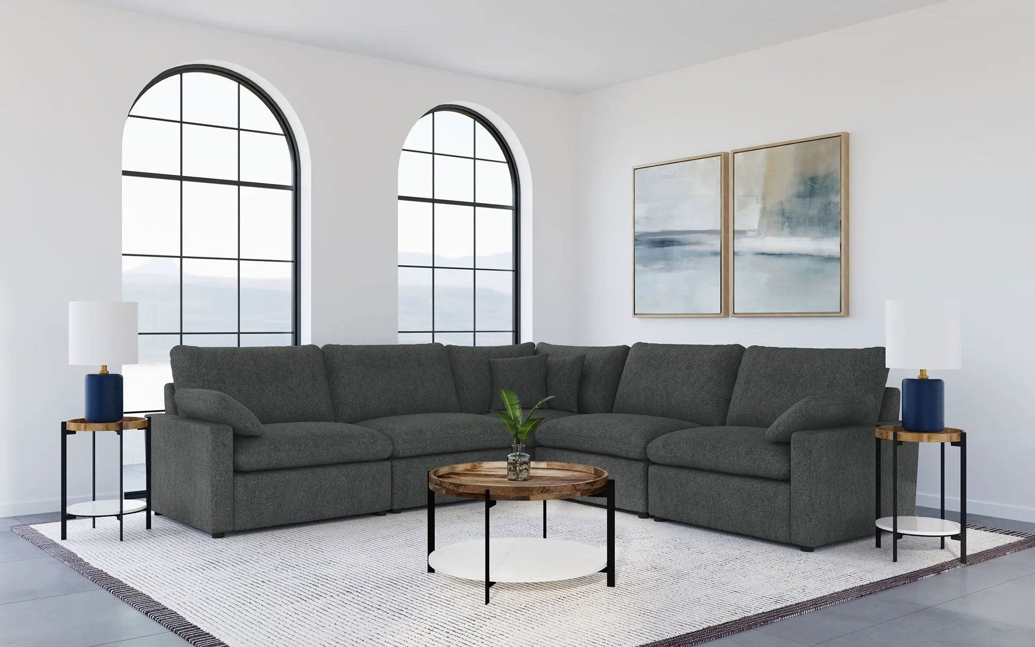 Collins 5-piece Modular Power Reclining Sectional Dark Grey by Unique Piece Furniture