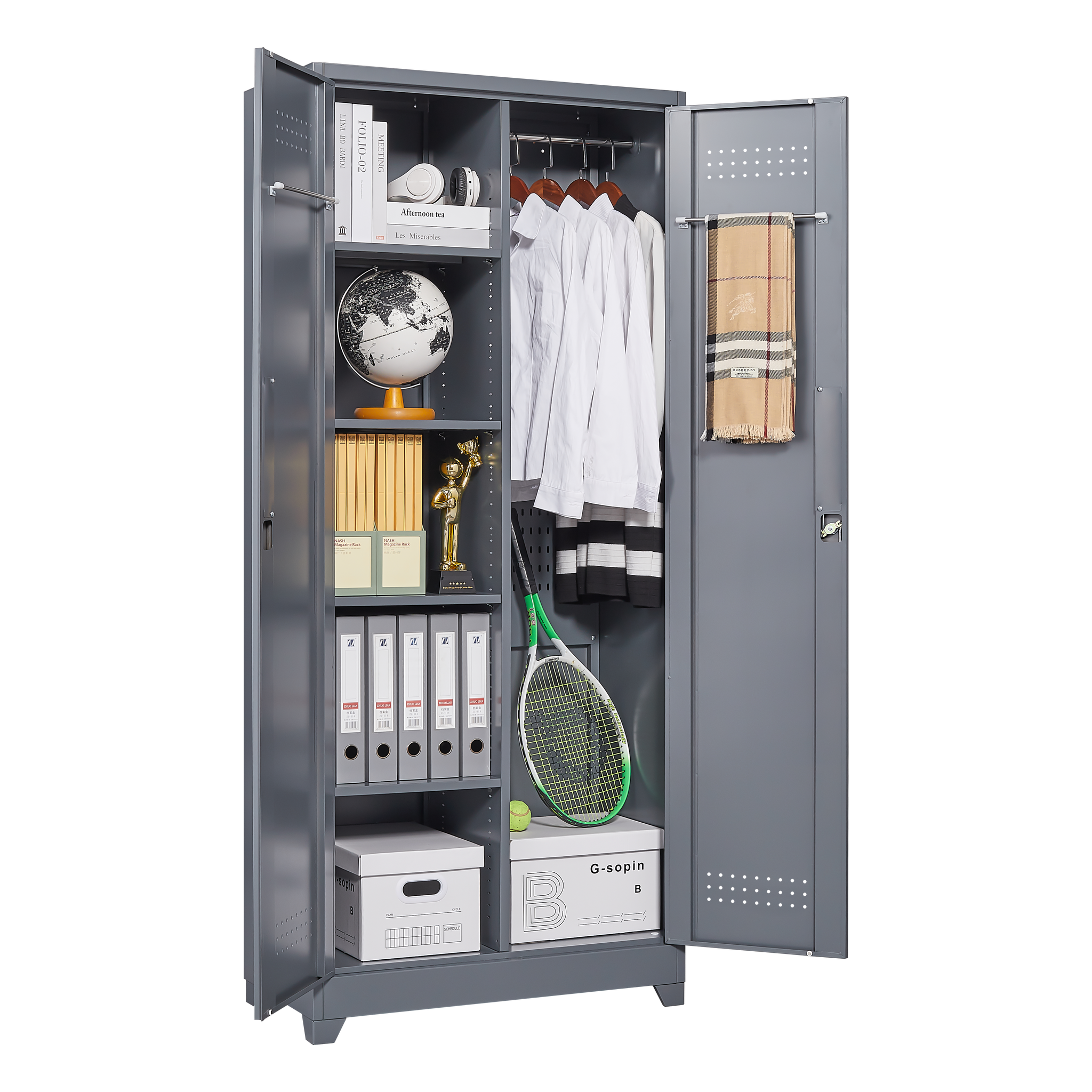 Gray And Metal Storage Cabinet by HouseOfZazla