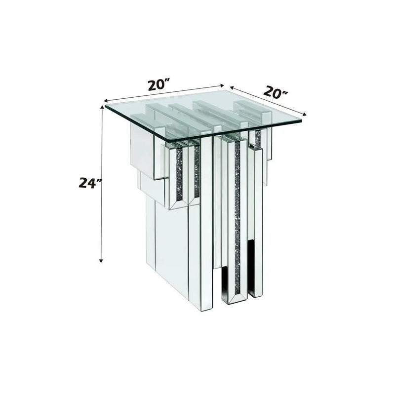 Noralie - 20" End Table With Faux Diamonds - Mirrored by Unique Piece Furniture