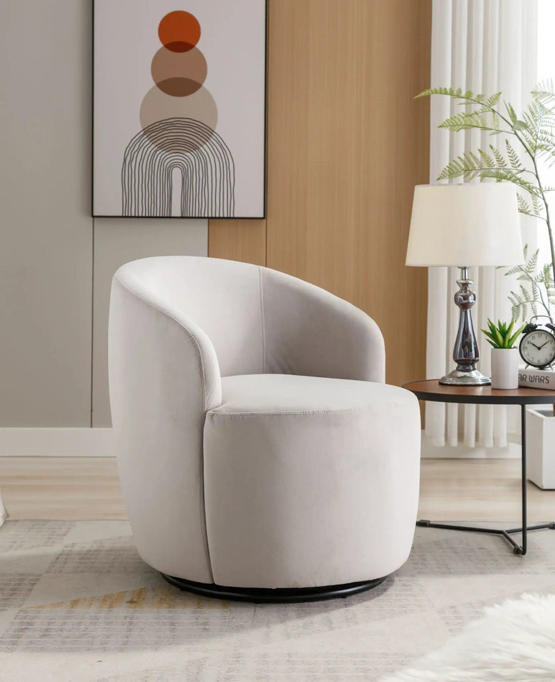 Swivel Accent Armchair Barrel Chair With Powder Coating Metal Ring by HouseOfZazla