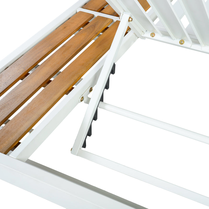 White Iron + Teak Finish Chaise Lounge Frame by HouseOfZazla
