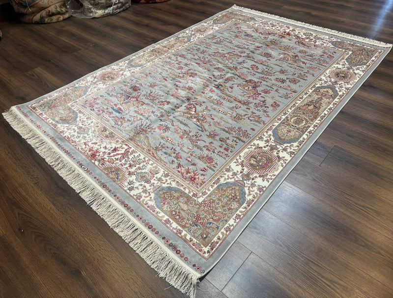 Turkish Silk Rug 5x7, Hunting Design, Animal Pictorials, Bamboo Silk by Jewel Rugs