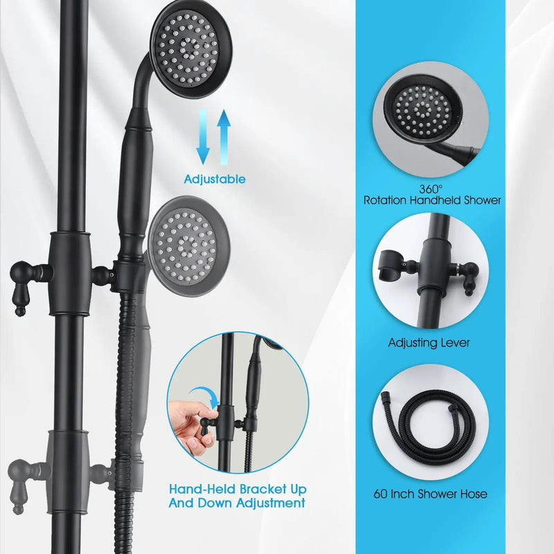 8-Inch Complete Rain Shower Combo System, Matte Black by HouseOfZazla