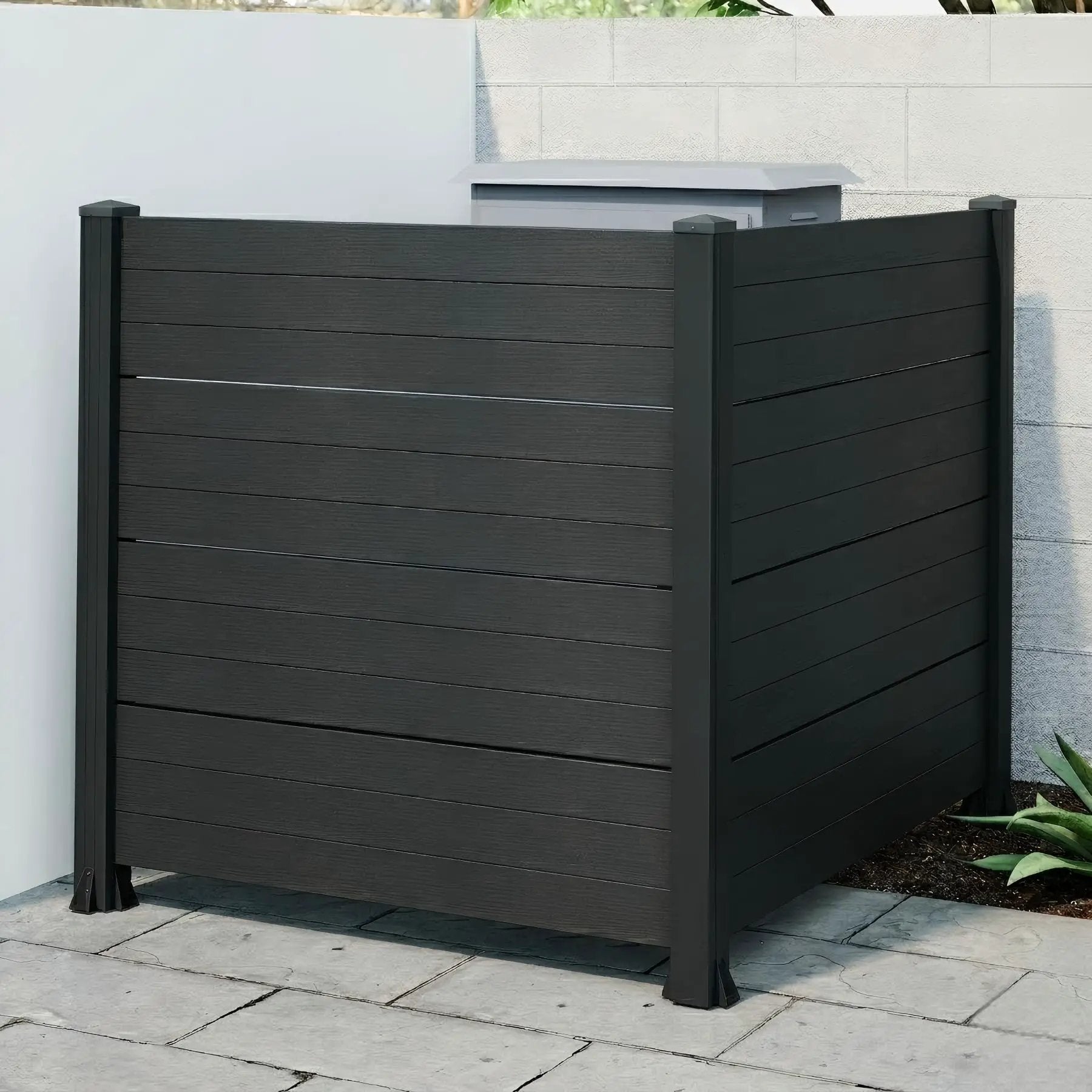 50" W x 49" H Outdoor Privacy Screen, Air Conditioner Fence, All-Weather Vinyl Privacy Fence Screens with Aluminum by HouseOfZazla