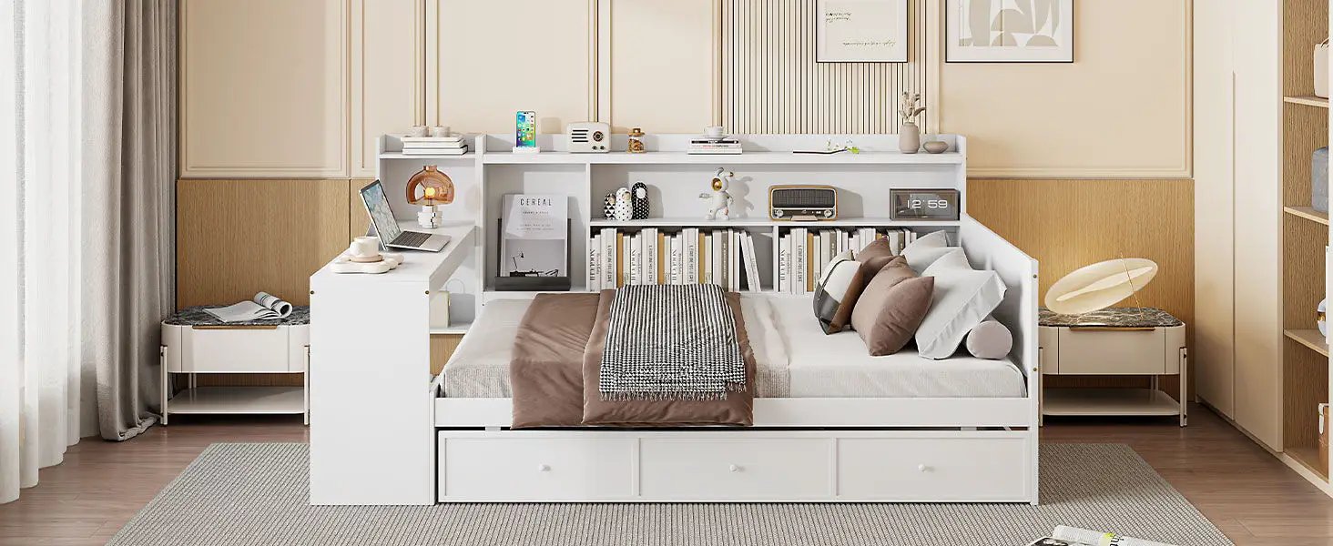 Daybed With 3 Drawers USB Ports And Desk by HouseOfZazla