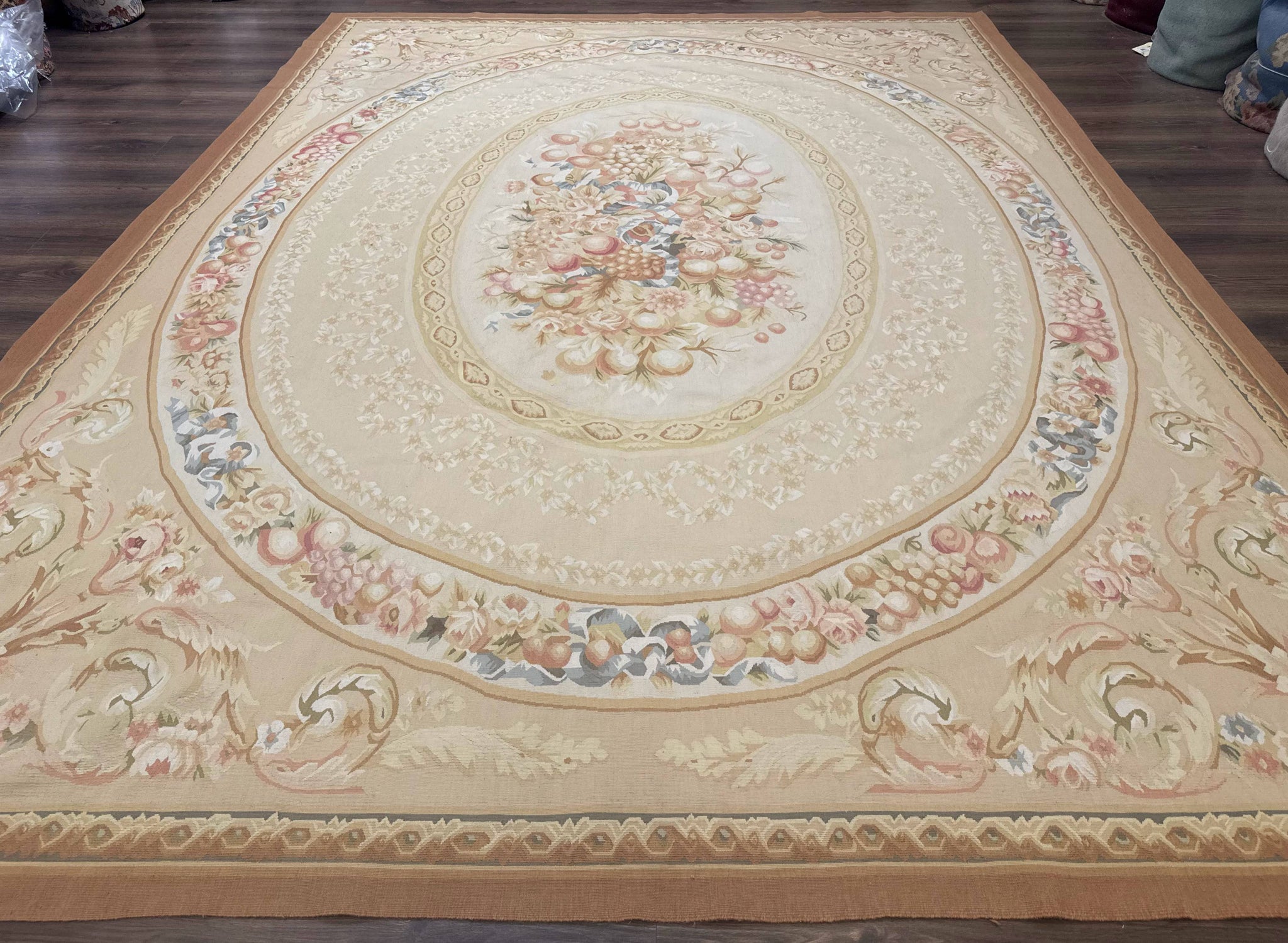 Aubusson Rug 9x12, French European Design, Floral, Elegant by Jewel Rugs
