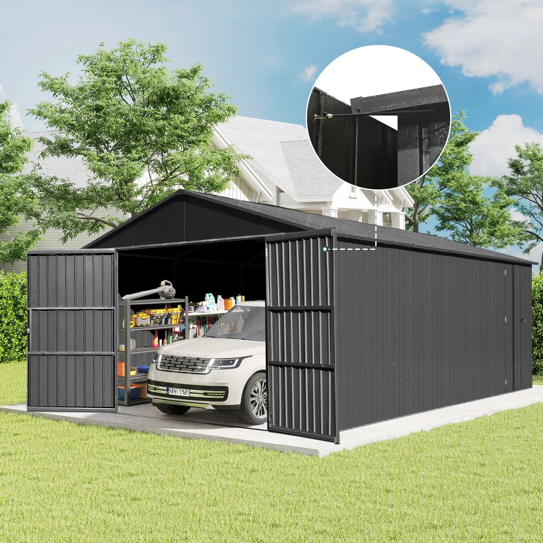 12x15FT Outdoor Metal Garage Shed by HouseOfZazla