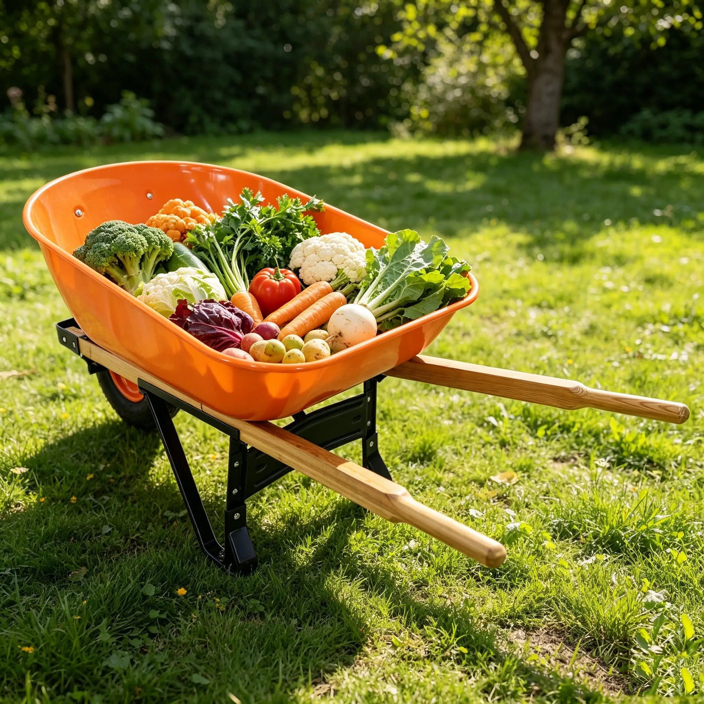 Steel Tray Wheelbarrow Two-Wheeled Trolley for Garden Use by HouseOfZazla