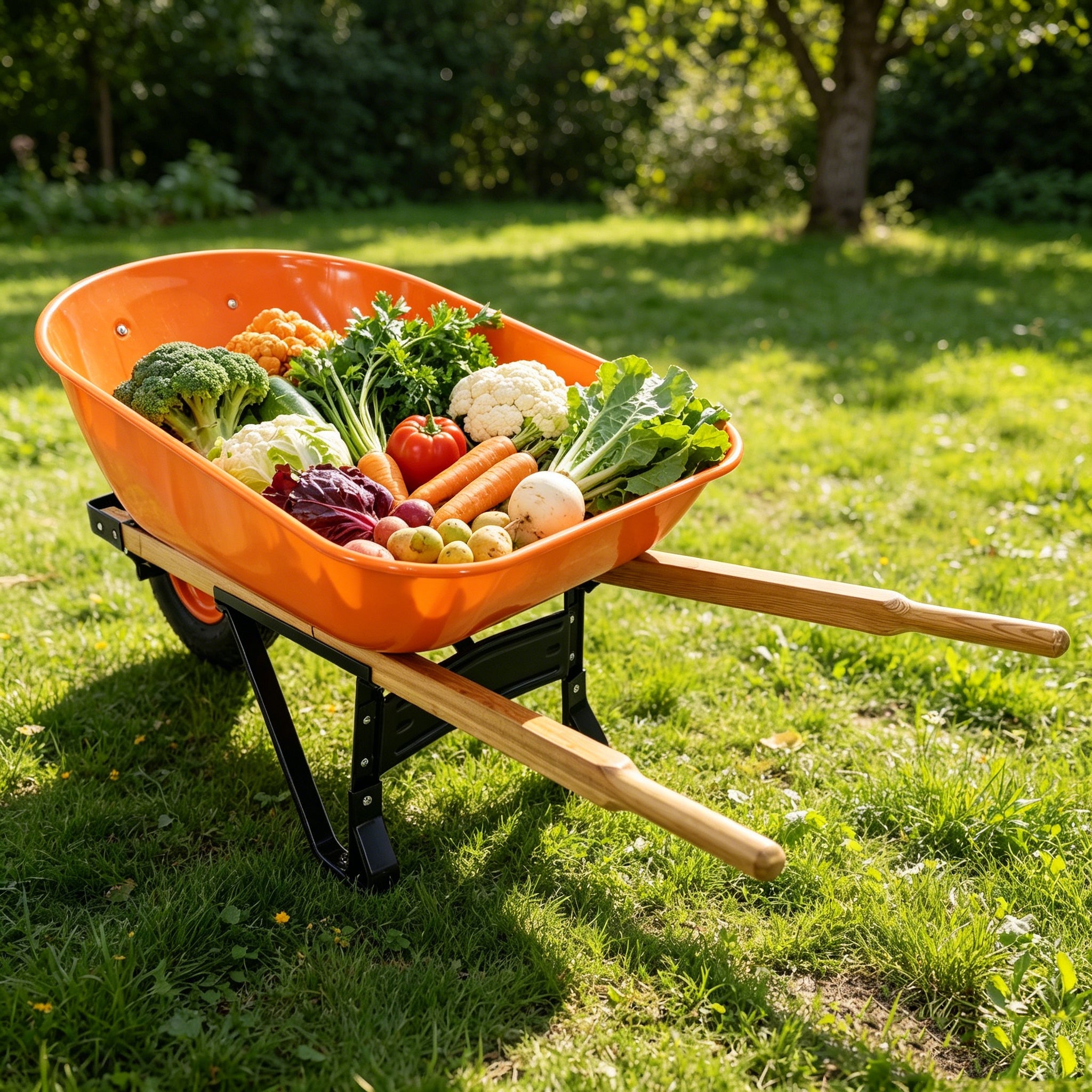 Steel Tray Wheelbarrow Two-Wheeled Trolley for Garden Use by HouseOfZazla