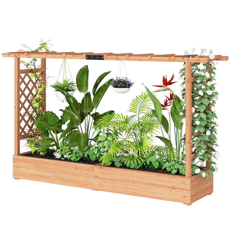 Wood Raised Garden Bed with Trellis - Large Outdoor Planter Box, photo 10 of 10
