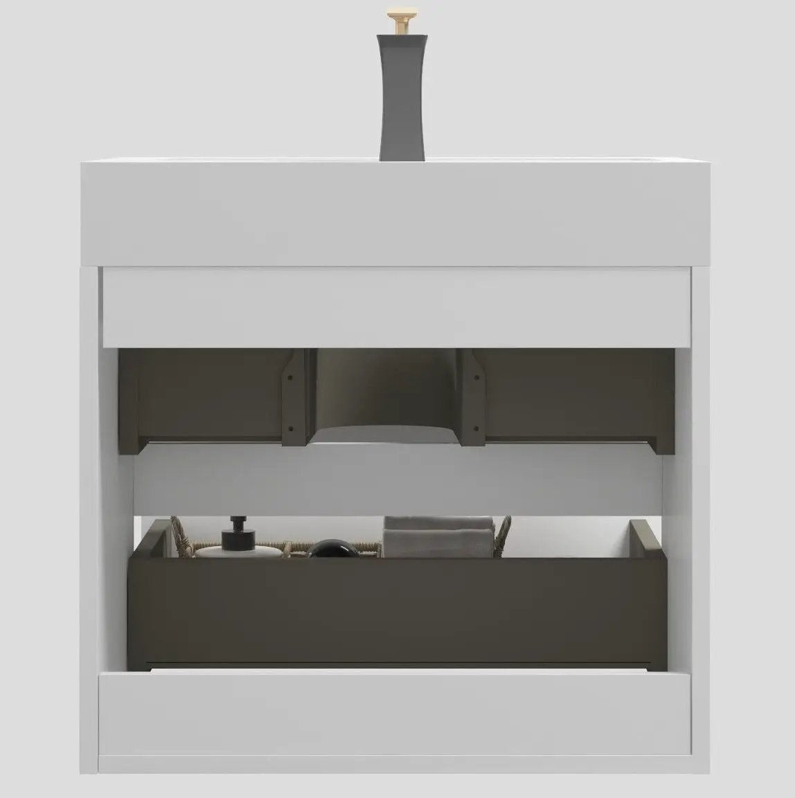 Alice - Bathroom Vanity With Large Storage, Sink Wall Mounted Floating Bathroom Vanity For Modern Bathroom, One-Piece Sink Basin Without Drain And Faucet by Unique Piece Furniture