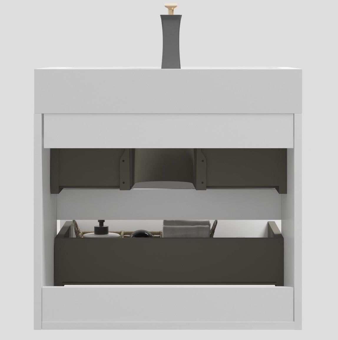 Modern Floating Bathroom Vanity with Large Storage - White or Black, photo 27 of 40