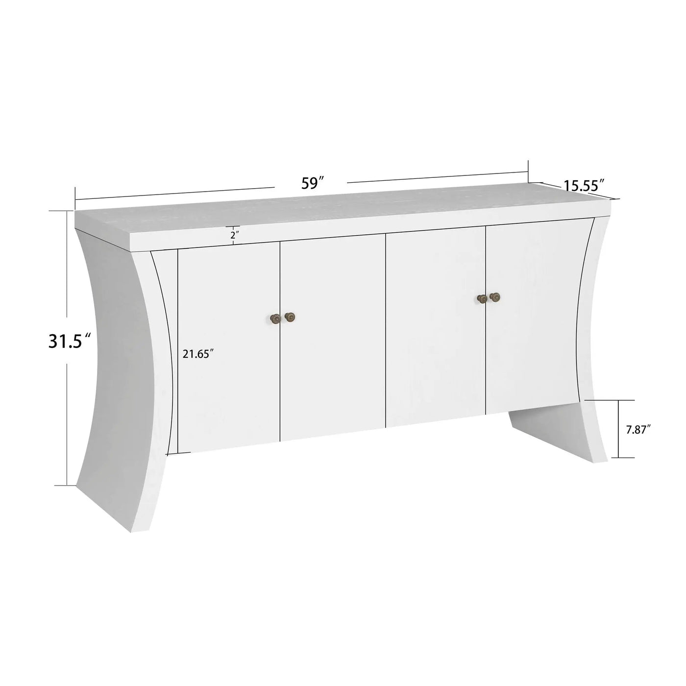 Refined Industrial 4 Door Credenza With Arc Legs & Clasps by HouseOfZazla