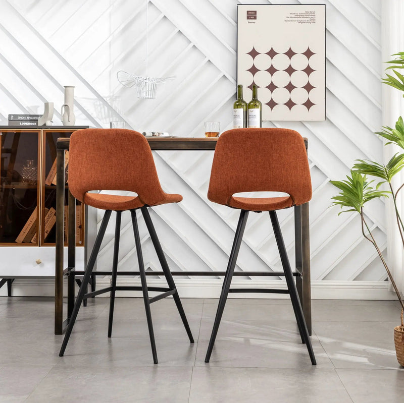 Porth - 28.25" Fabric Kitchen Counter Height Stools (Set of 2) - Orange by HouseOfZazla