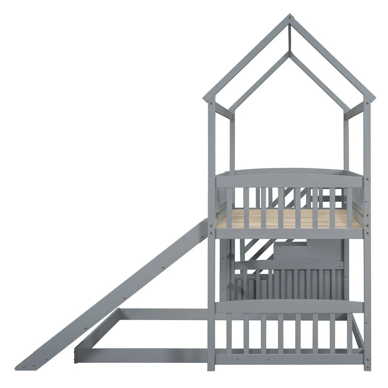 House Bunk Bed With Slide by HouseOfZazla