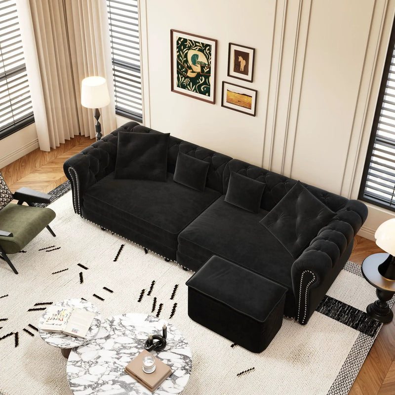 3 In 1 Convertible Sleeper Sofa Bed With Movable Ottoman by HouseOfZazla