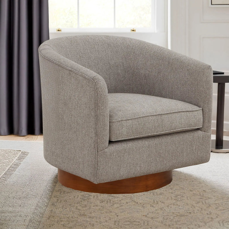 Miramar - Swivel Barrel Chair With Wooden Base by HouseOfZazla
