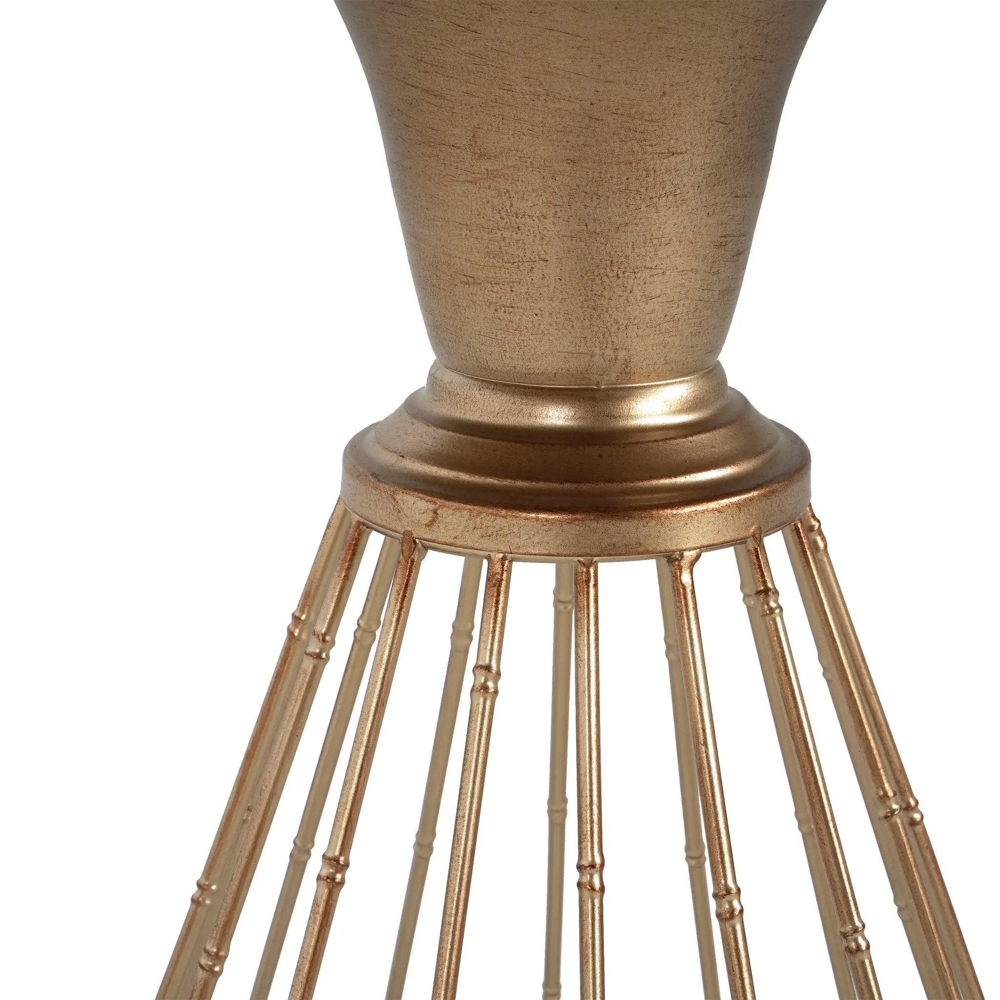 Hollow Edge Retro Art Pine Side Table with Antique Gold and Natural Color by HouseOfZazla