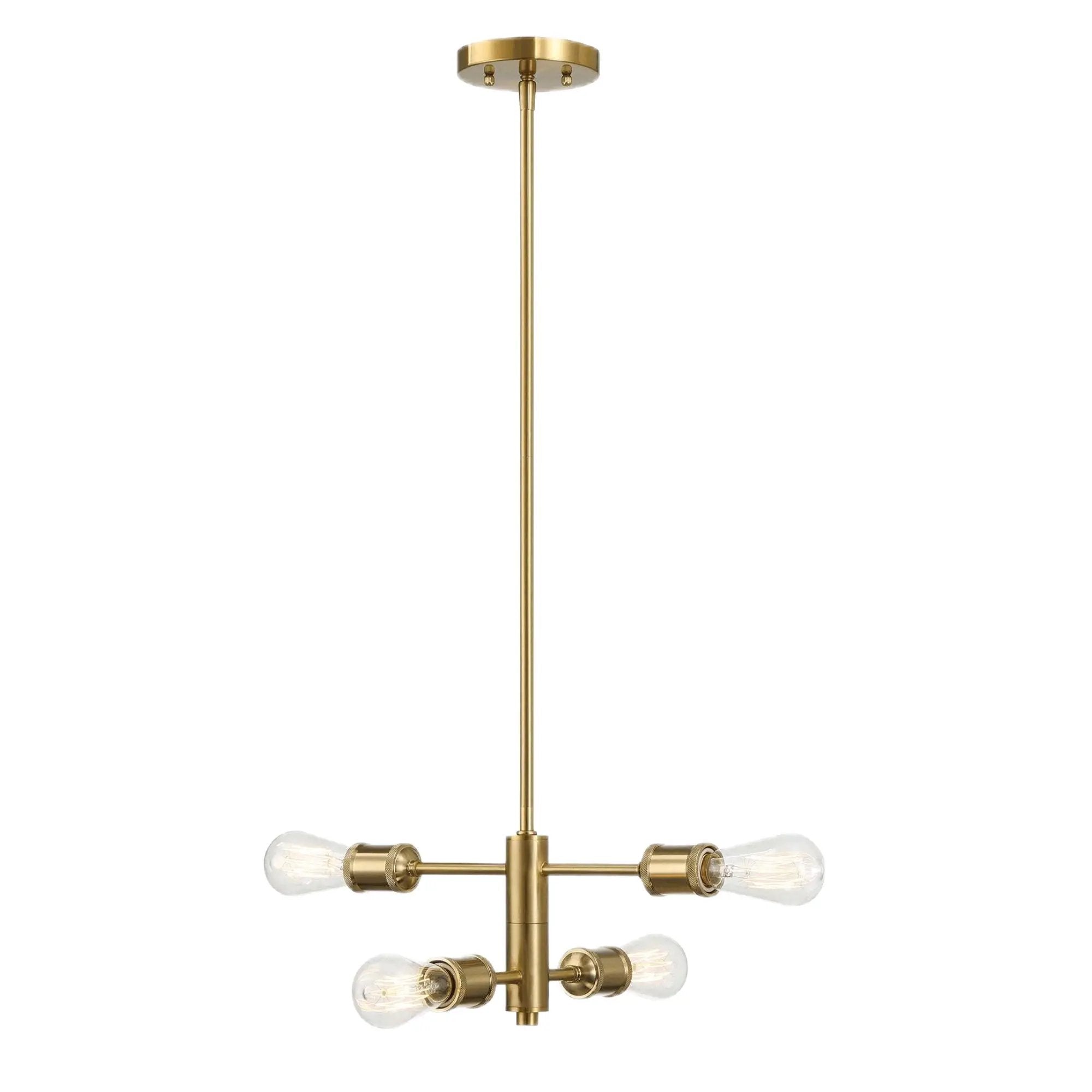 Trellis - 4 Lights Modern Gold Chandelier Vintage Pendant Fixture For Living Room - Clear / Gold by HouseOfZazla