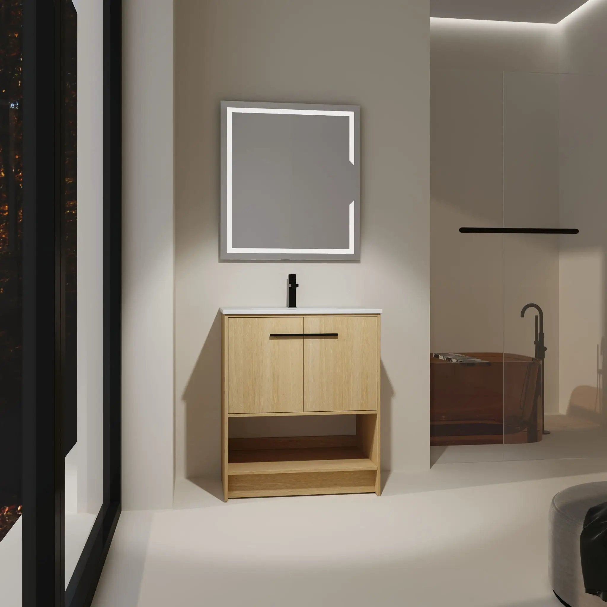 Modern Bathroom Vanity With Ceramic Sink, Freestanding Cabinet, Soft Closing Doors by Unique Piece Furniture