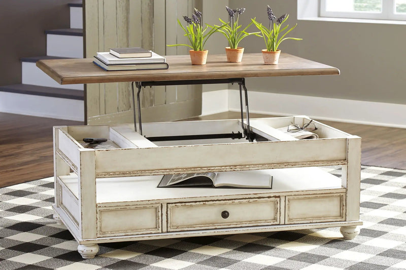 Realyn - Lift Top Cocktail Table - White / Brown by Unique Piece Furniture