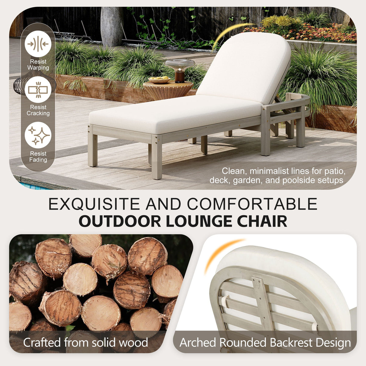 Outdoor Chaise Lounge With 5 Position Adjustable Backrest (Set of 2), photo 8 of 13