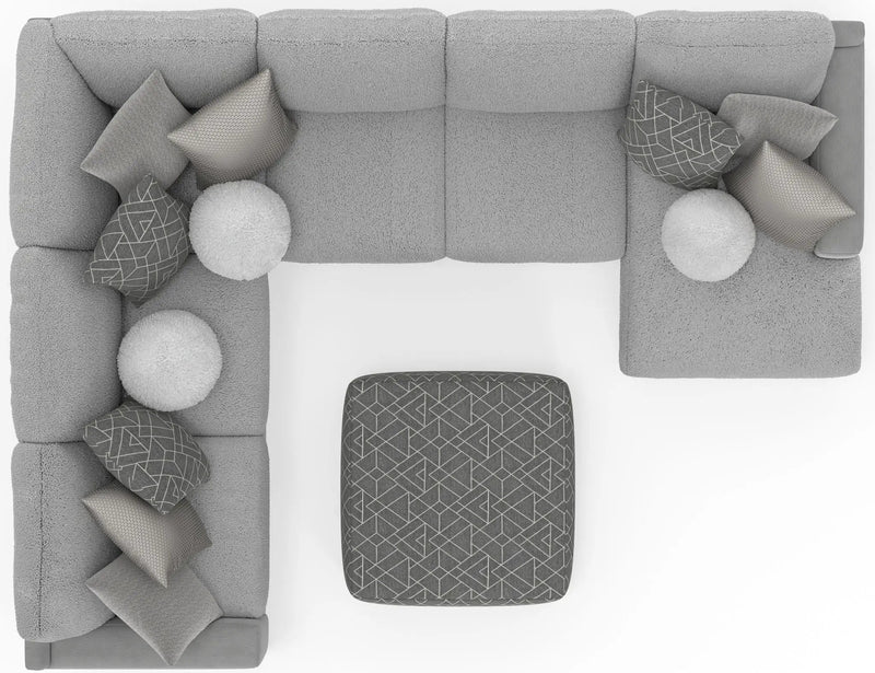 Canyon - 4 Piece Sectional With Cuddler Seat Cushions, Included Accent Pillows And Cocktail Ottoman (Right Side Facing Chaise) - Platinum by Unique Piece Furniture
