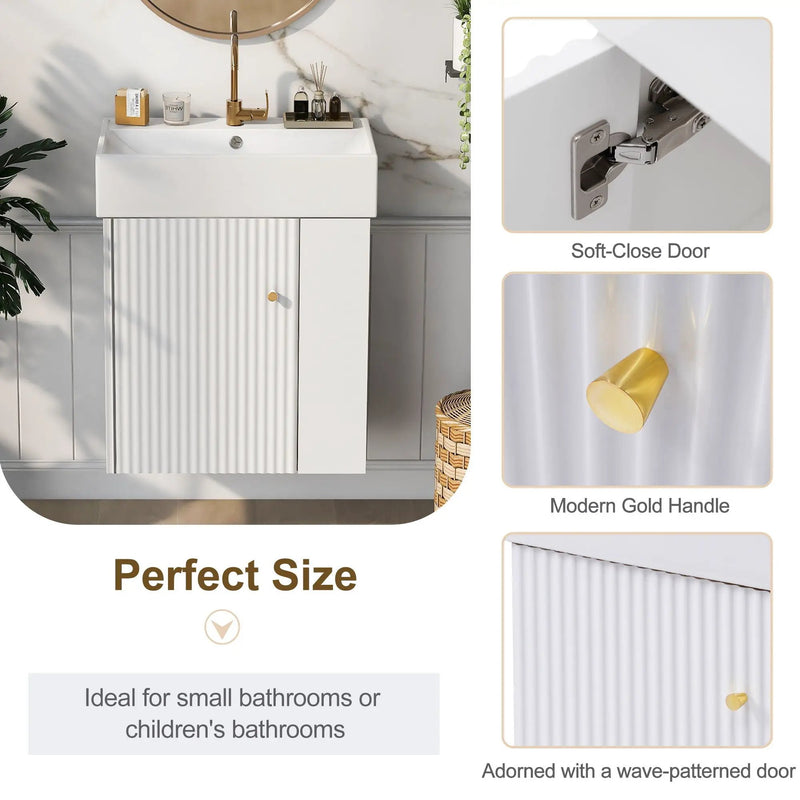 Modern Floating Bathroom Vanity With Ceramic Basin Perfect For Small Bathrooms by HouseOfZazla