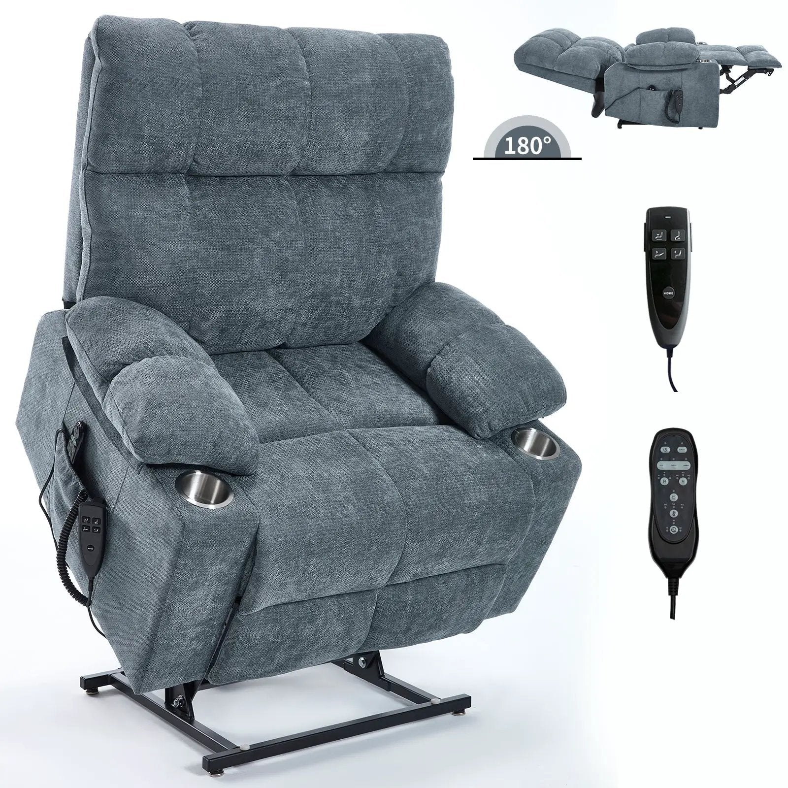 Grey Chenille Power Lift Recliner Chair by HouseOfZazla