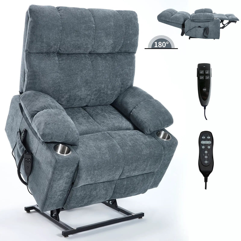 Grey Chenille Power Lift Recliner Chair by HouseOfZazla