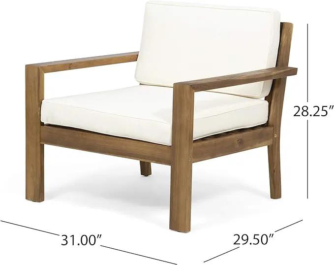 Outdoor Acacia Wood Club Chairs with Cushions by HouseOfZazla