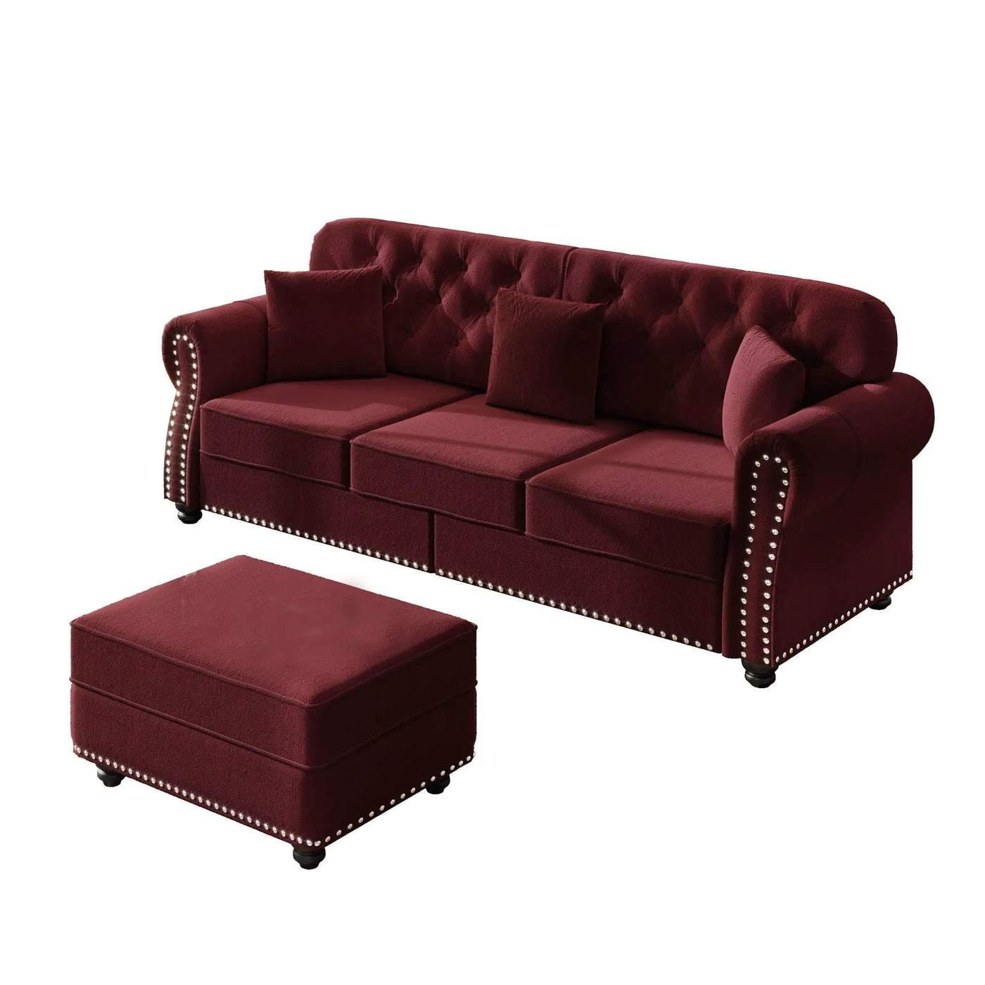 Upholstered 3 Seater Sofa Set With Ottoman by HouseOfZazla