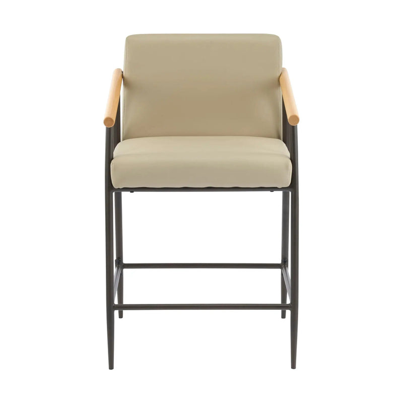 Mid Century Modern Counter Stool Set with Espresso Metal Frame - Khaki by HouseOfZazla