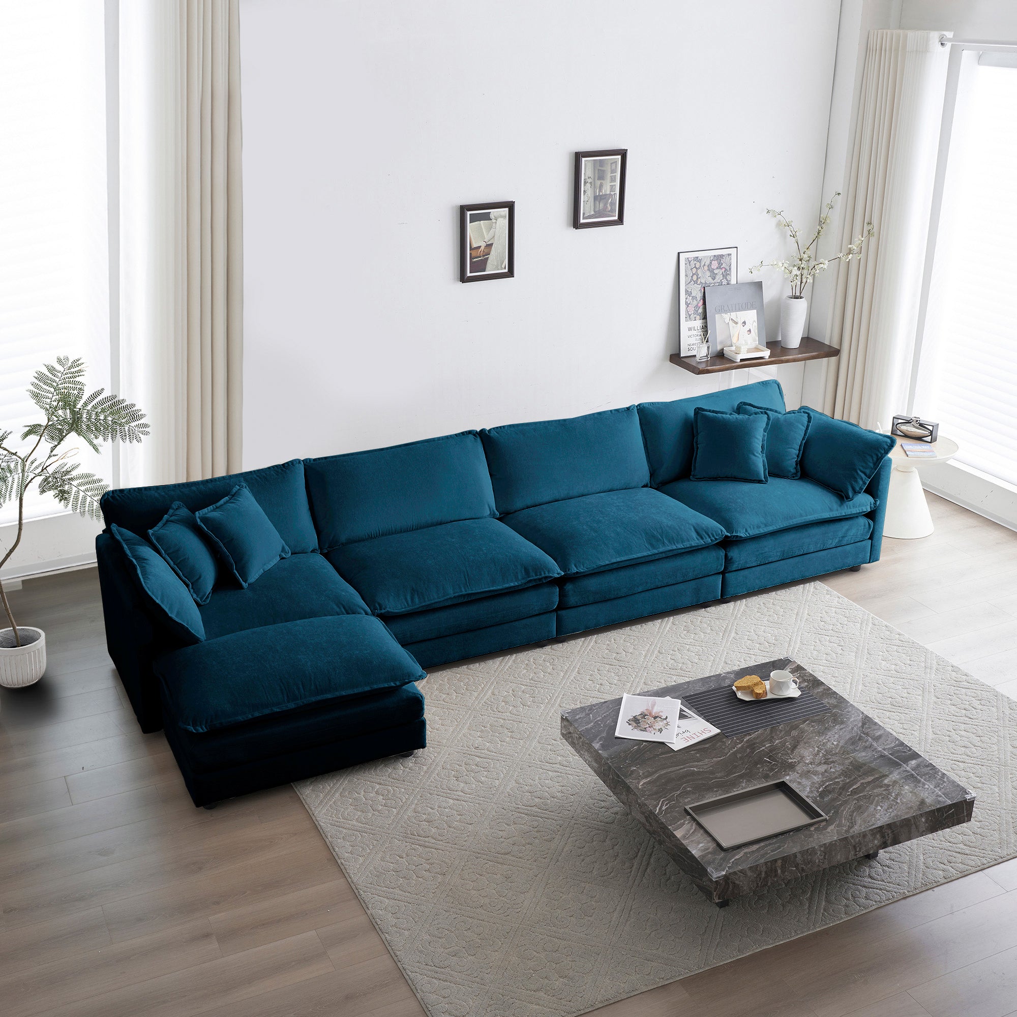 Modular Sectional Sofa for Living Room, U Shaped 5 Seater with Ottoman by HouseOfZazla