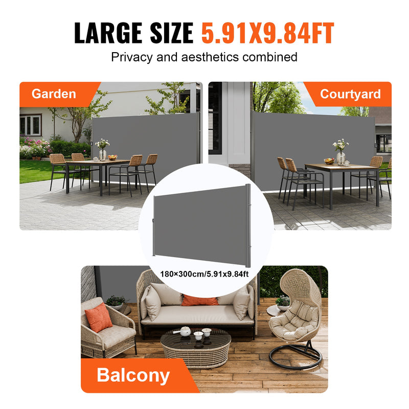 Retractable Side Awning, 71''-118'' Full Aluminum Rust-Proof Outdoor Privacy Screen by HouseOfZazla