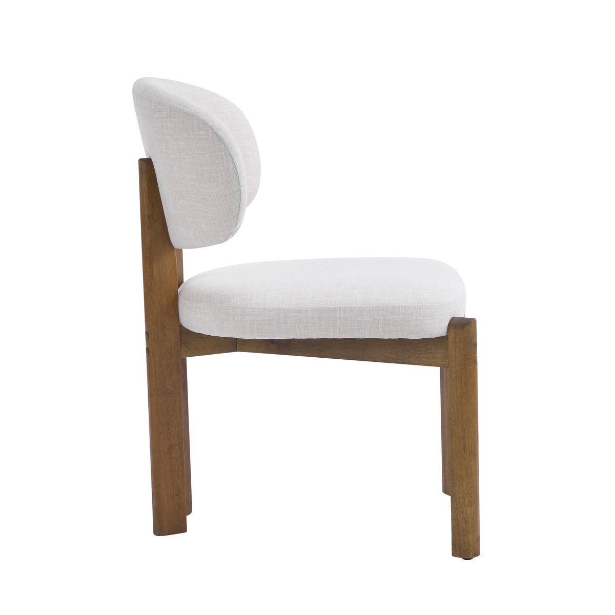 Beige Upholstered Mid-Century Dining Chair with Walnut Frame - Beige, photo 9 of 10