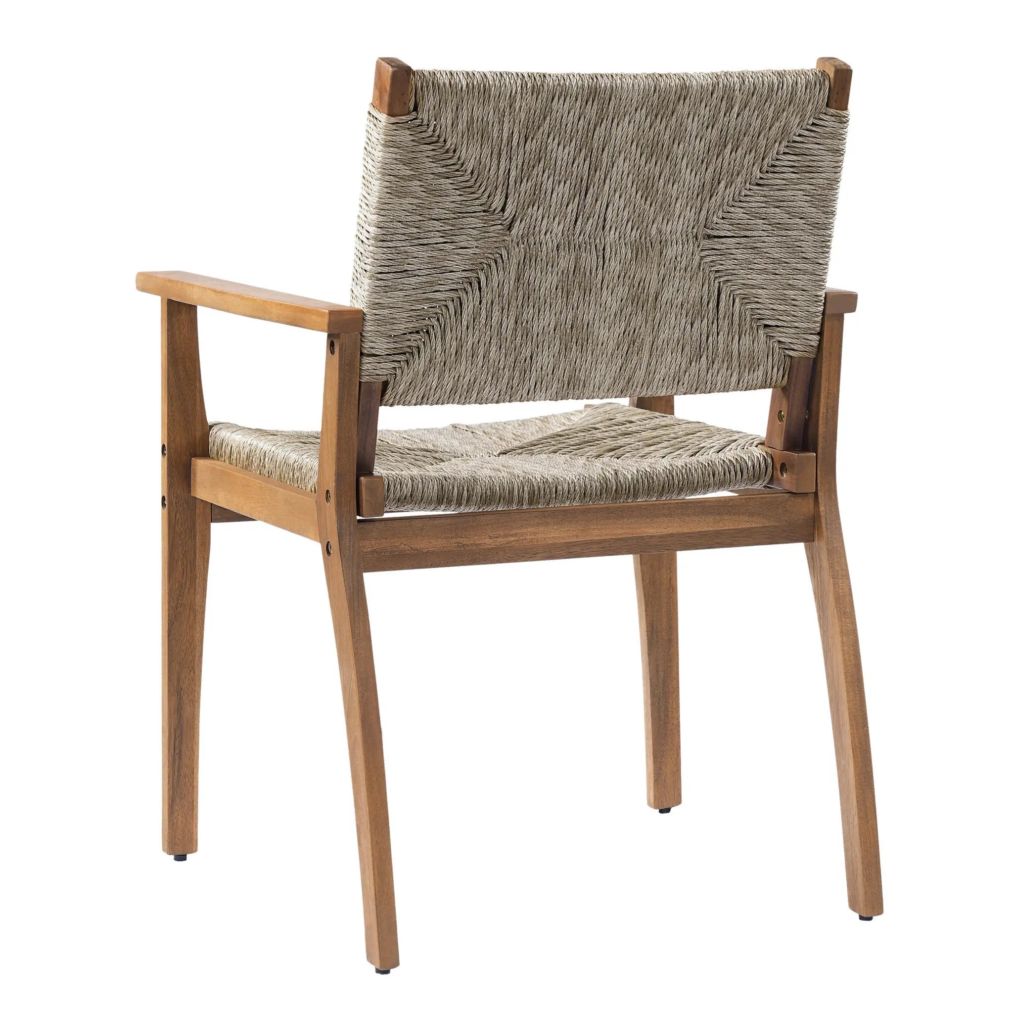 Durable Outdoor Dining Chair Set with Acacia Wood Frame and Wicker Seat by HouseOfZazla