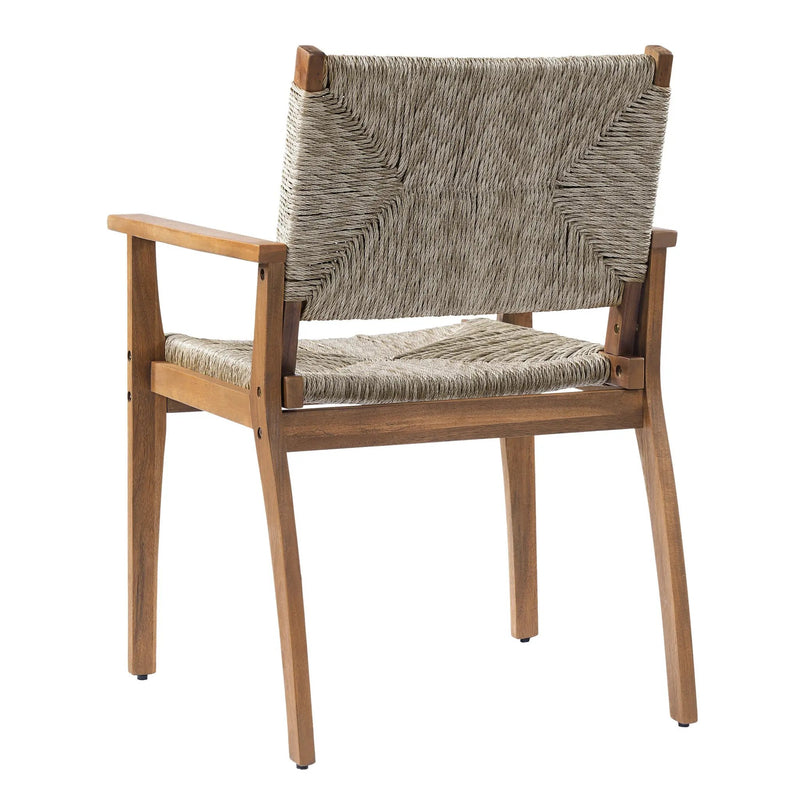 Durable Outdoor Dining Chair Set with Acacia Wood Frame and Wicker Seat by HouseOfZazla