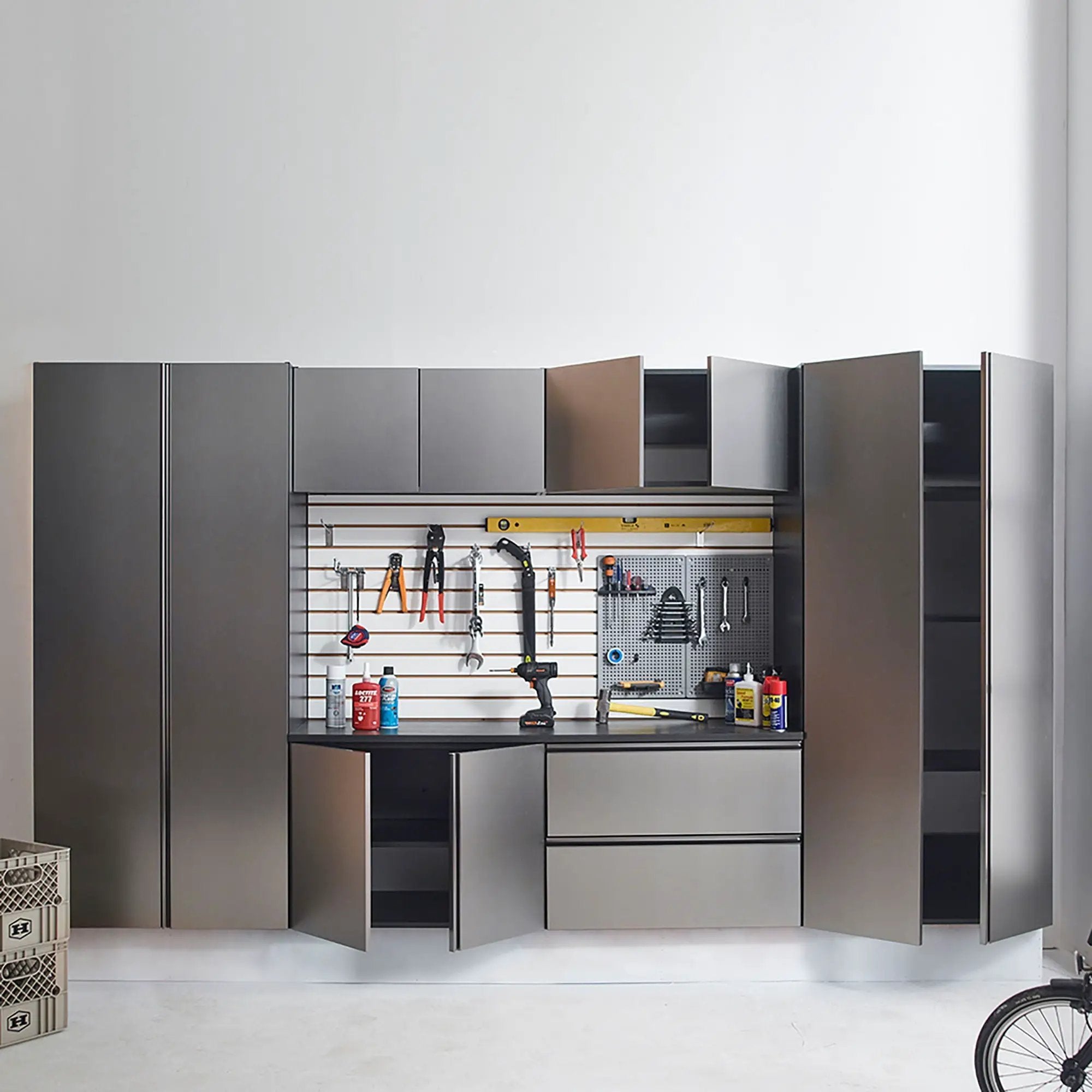 Nova Series - Garage Cabinet Set A With Soft Closing Doors - Metallic Gray by HouseOfZazla
