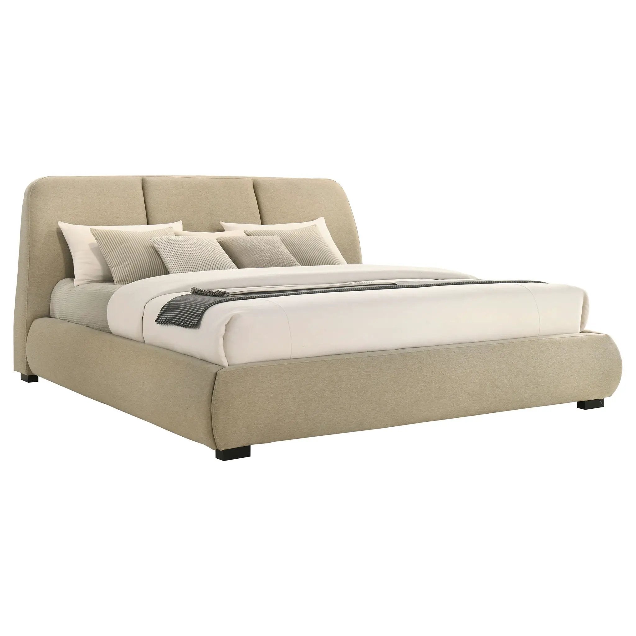 Mokena 46-inch Upholstered Eastern King Platform Bed Brown by Unique Piece Furniture