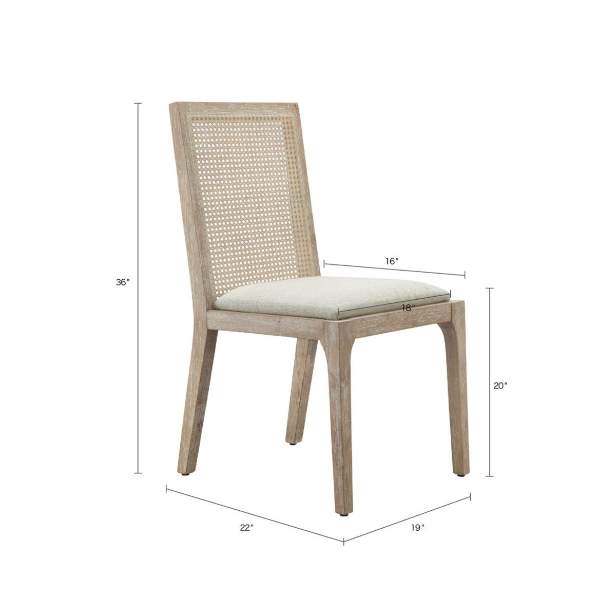 Dining Chair Set with Synthetic Cane Back and Upholstered Seat - Natural, photo 6 of 9