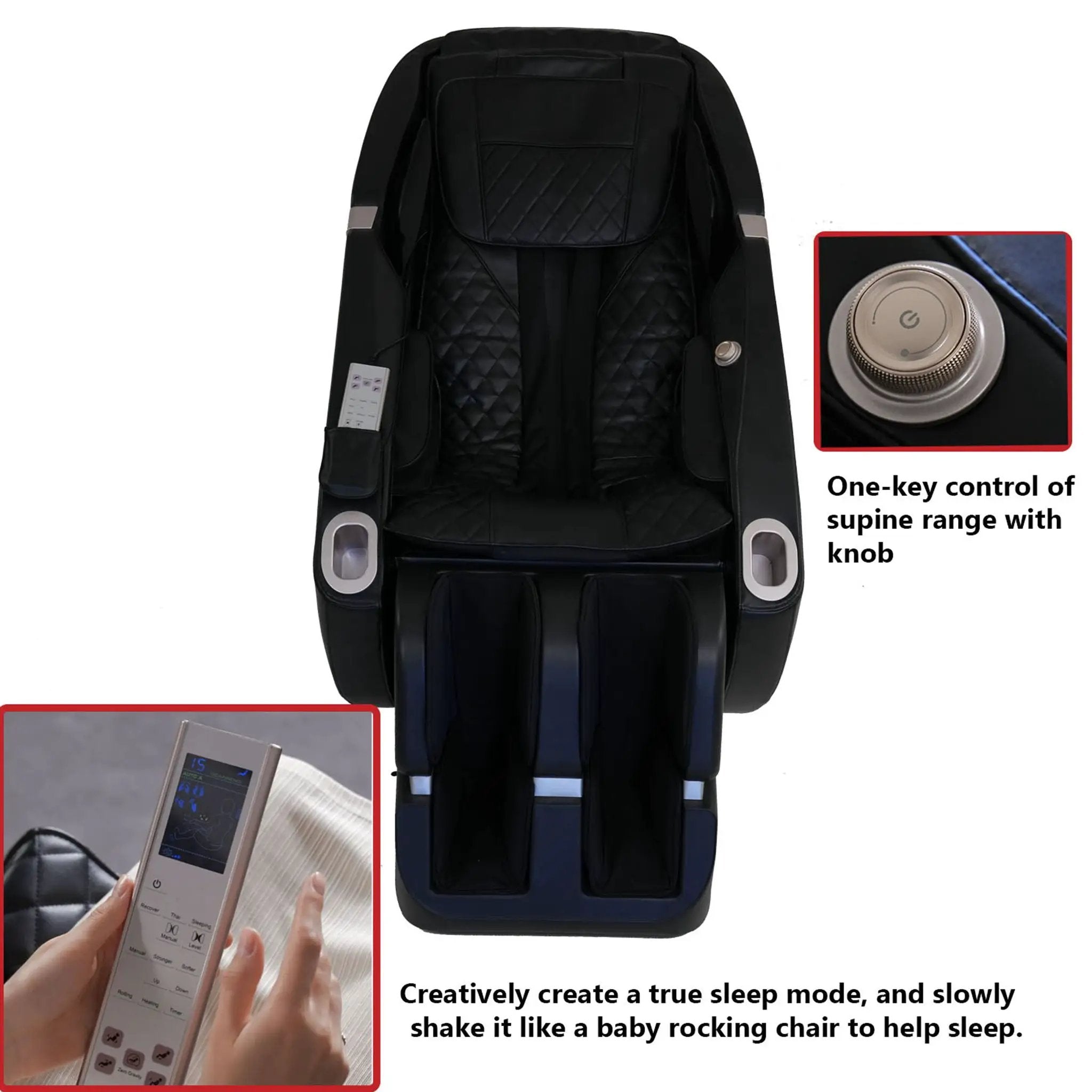 SL Type Pulley Guide, 2D Motor-Massage Manipulator-Space Saver Design, Track Sliding Zero Gravity Multifunction Massage Chair - Black by HouseOfZazla