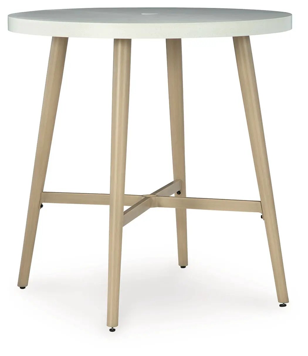 Seton Creek - Round Bar Table With Umbrella Option - Beige by Unique Piece Furniture