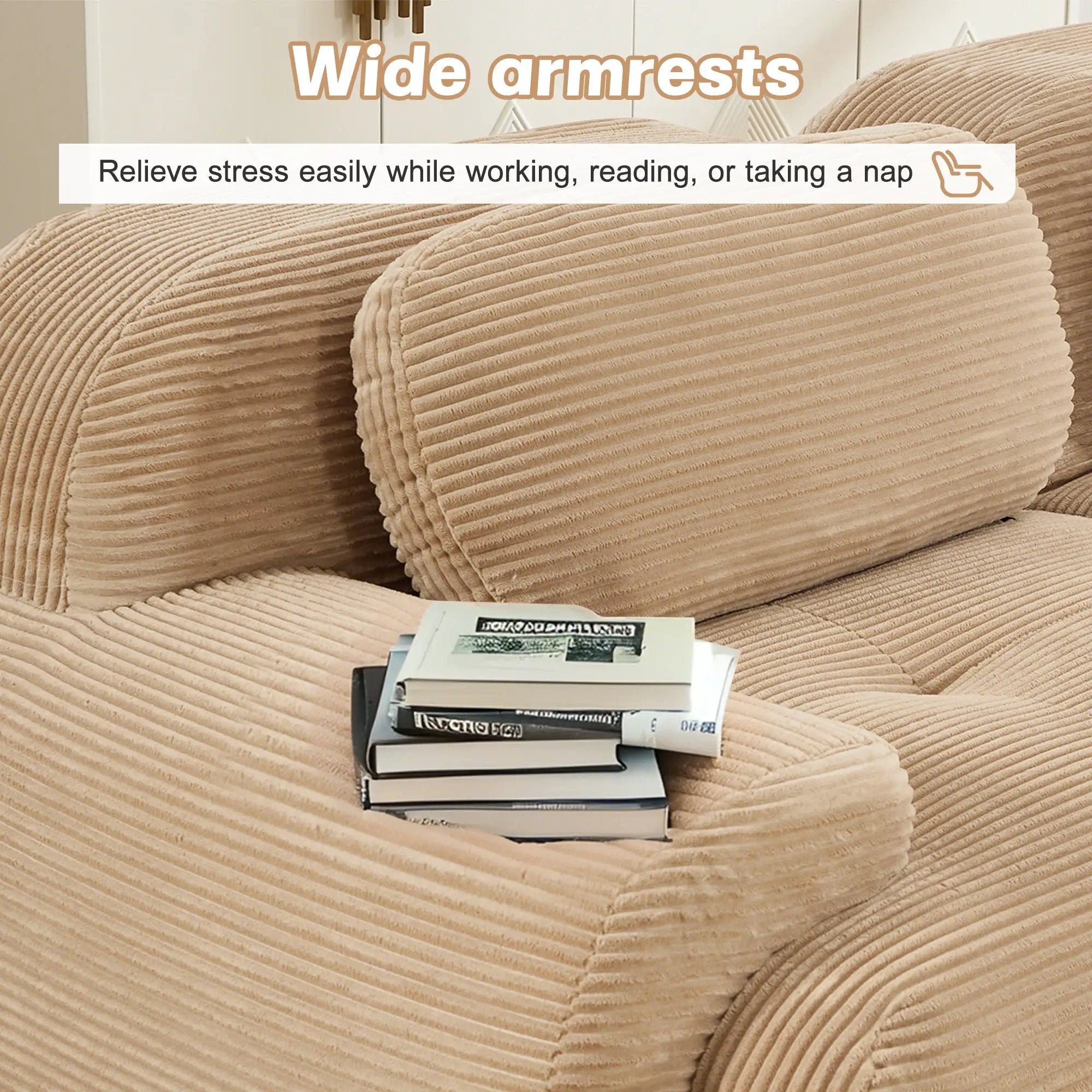 Three-Seat Modular Sofa With 3 Ottomans – Camel by HouseOfZazla