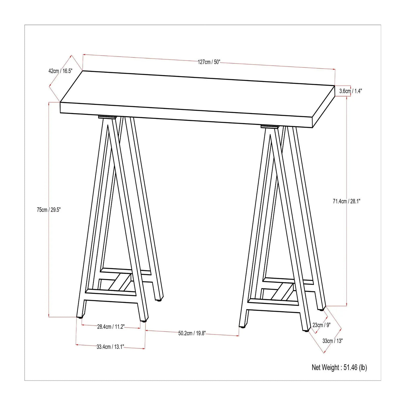 Sawhorse - Handcrafted Solid Table by HouseOfZazla