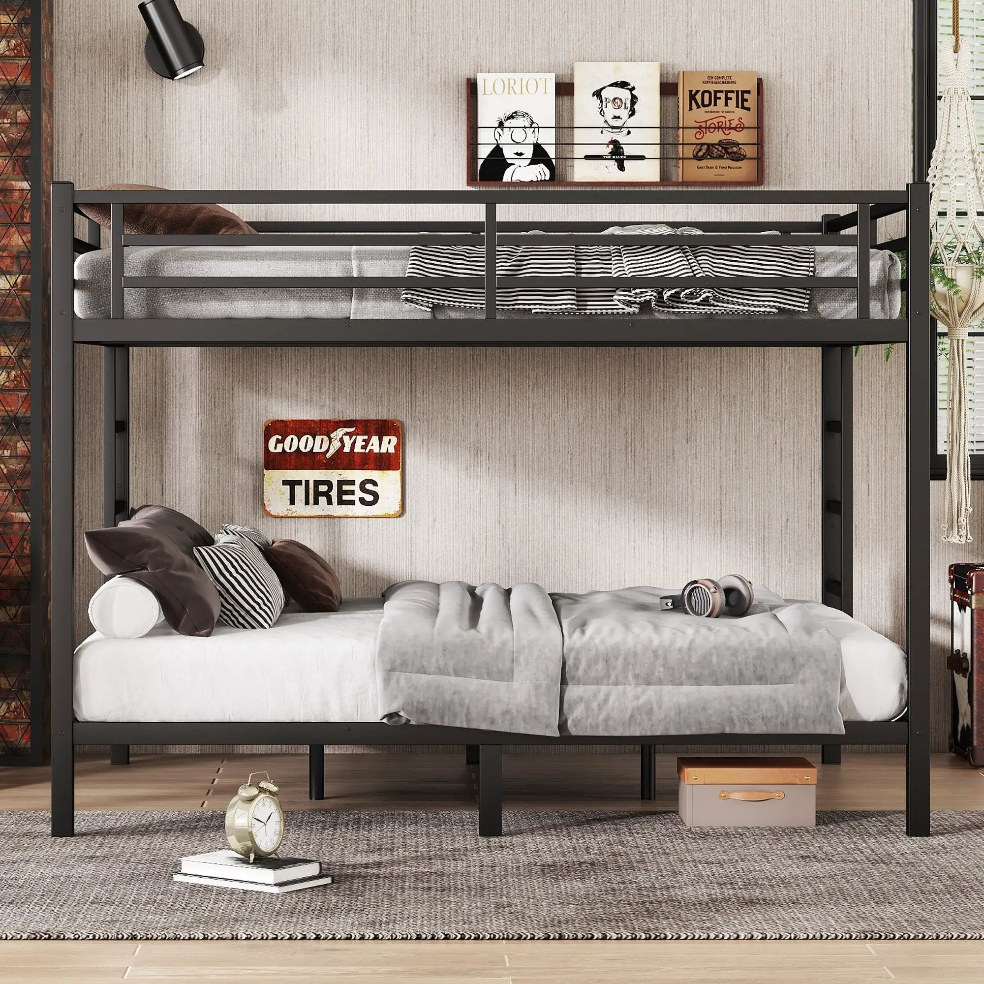 Metal Queen Over Queen Bunk Bed for Teens and Adults by HouseOfZazla