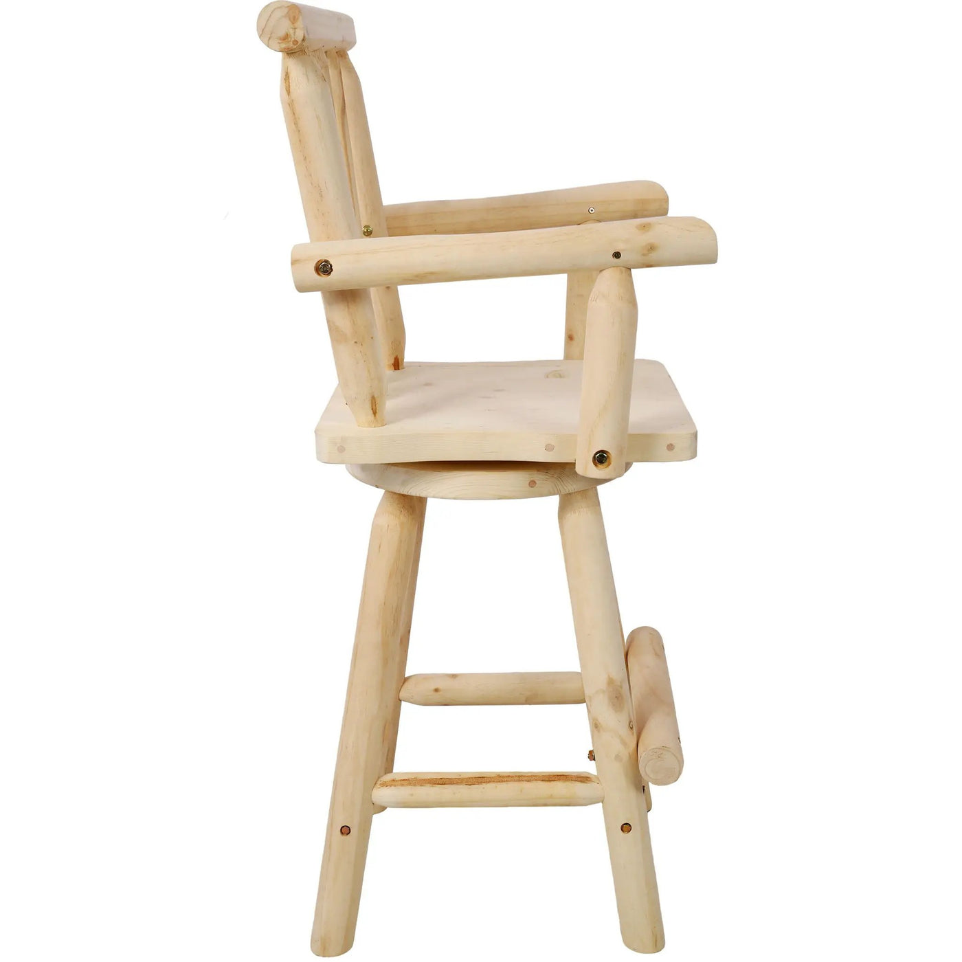 Rustic Bar Stool, Fir Wood Construction, Wide Armrest by HouseOfZazla